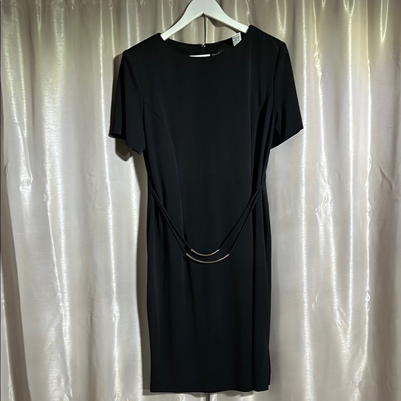 Sag Harbor Black Sheath Midi Dress with Crew Neck - Picture 1 of 5